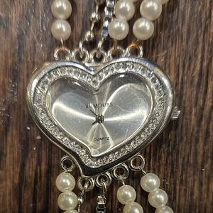 Silver Heart Bracelet with Pearl Accents